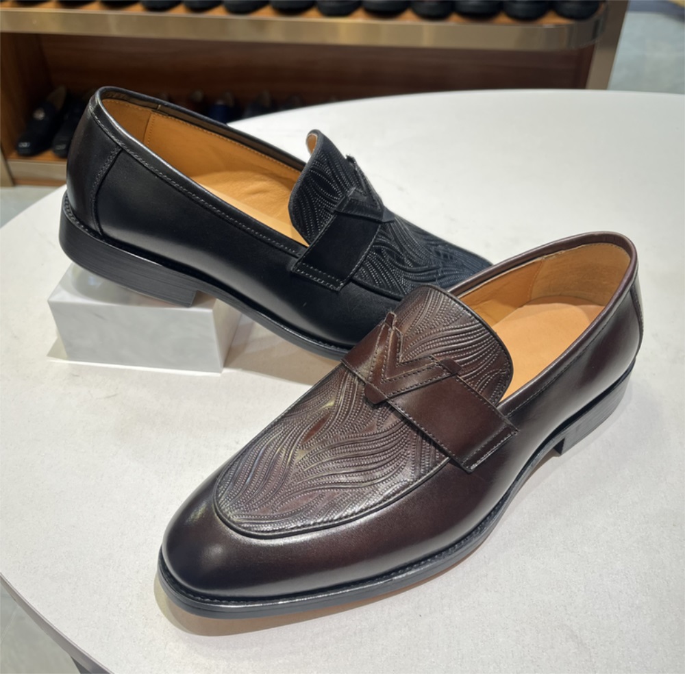 メンズ高級カジュアルモンクストラップシューズ牛革ワニプリント - Monk Strap Shoe のレビューと価格