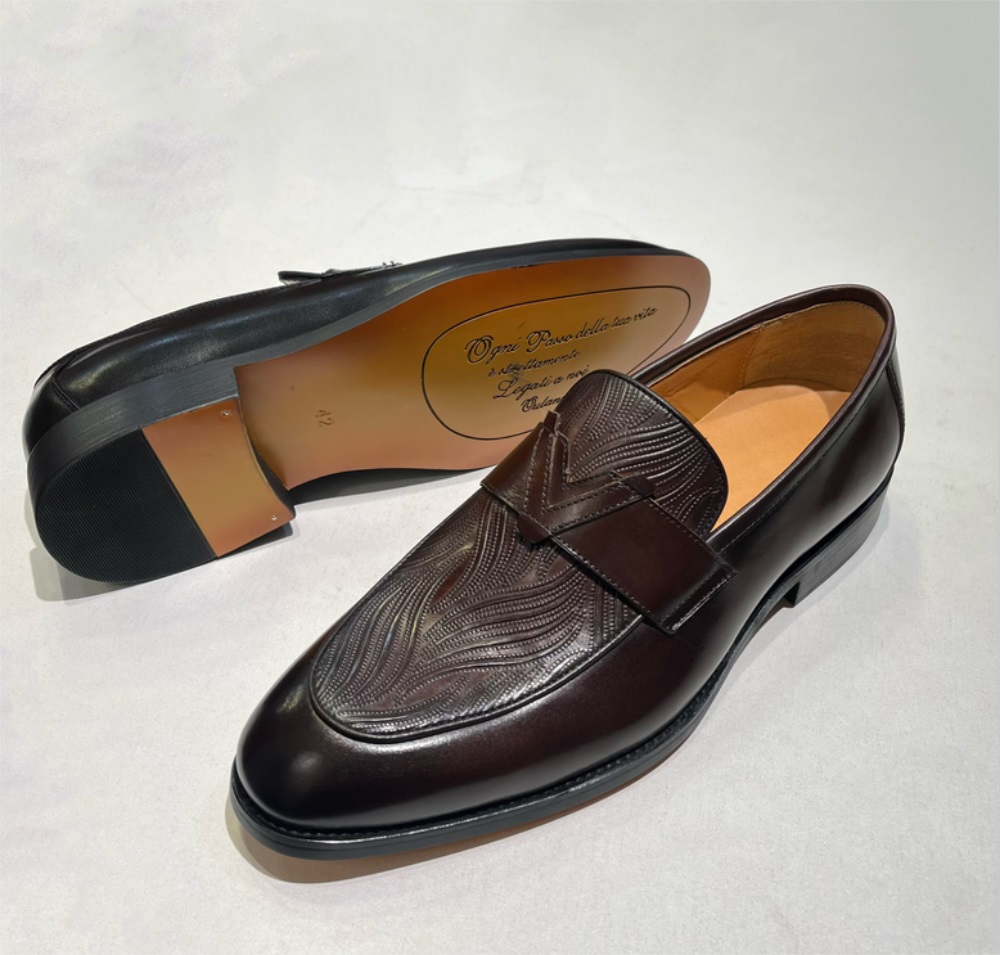 メンズ高級カジュアルモンクストラップシューズ牛革ワニプリント - Monk Strap Shoe のレビューと価格