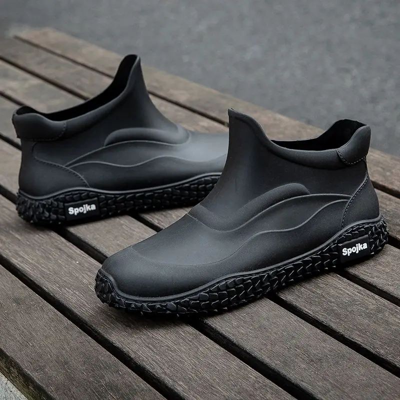 オフィス韓国風ショートレインブーツ男性用アルファベットプラス - Men Shoes Offer のレビューと価格