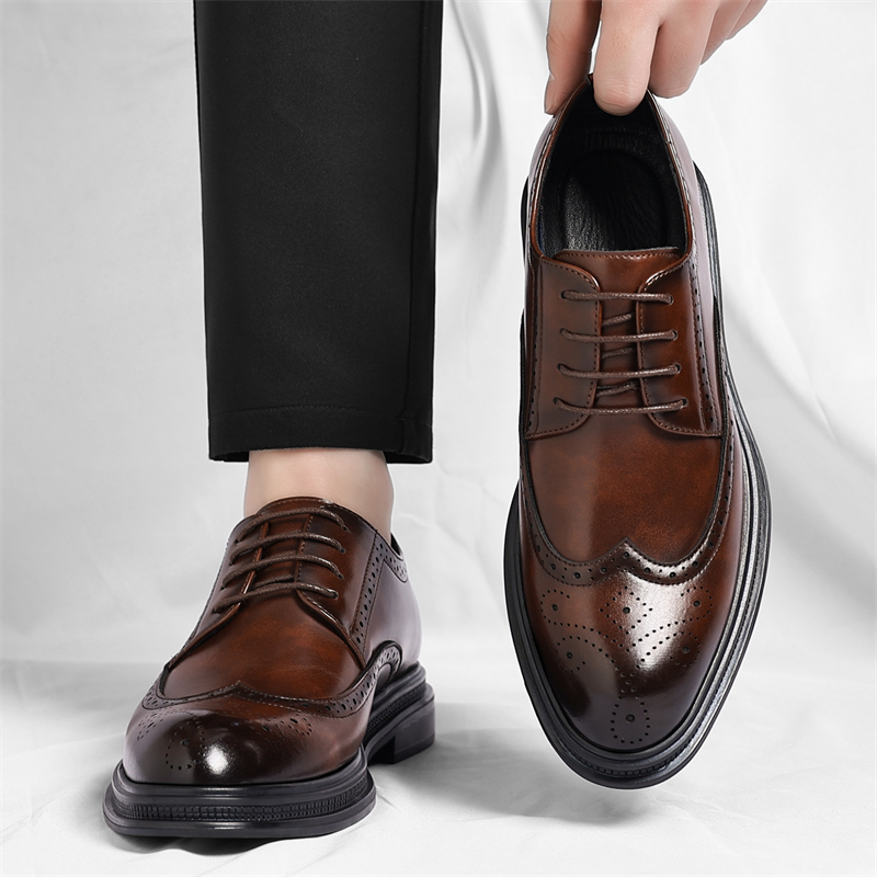 メンズブローグレザーシューズファッショナブルで快適なビジネス - Men Shoes Uk のレビューと価格