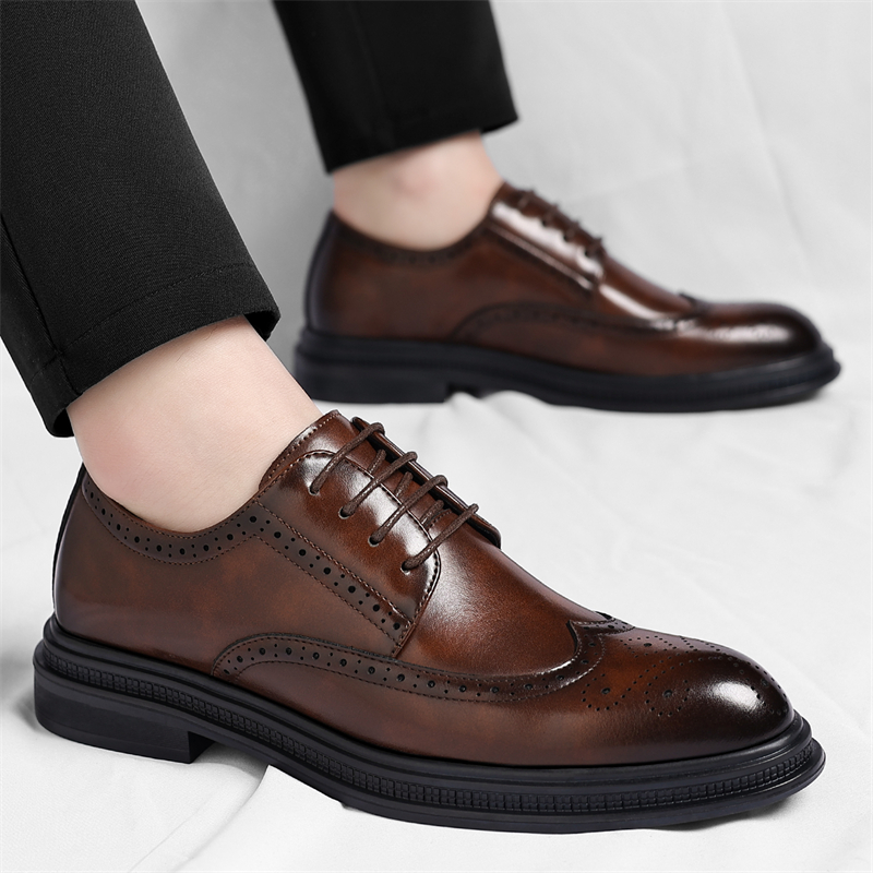メンズブローグレザーシューズファッショナブルで快適なビジネス - Men Shoes Uk のレビューと価格