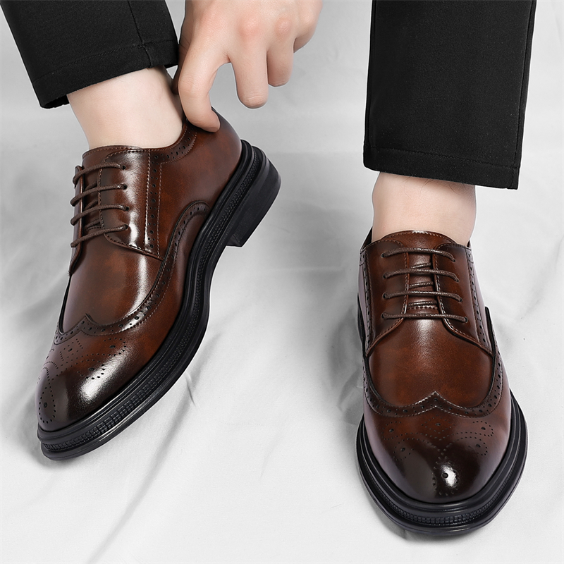 メンズブローグレザーシューズファッショナブルで快適なビジネス - Men Shoes Uk のレビューと価格