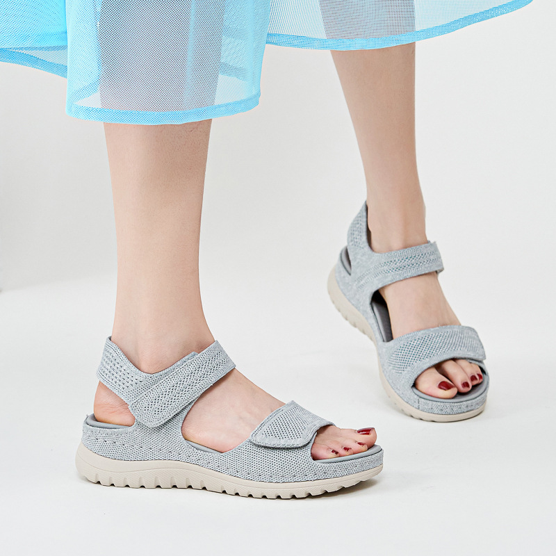 レディースニットメッシュプラットフォームスポーツサンダル、ダ - Velcro Strap Sandal のレビューと価格