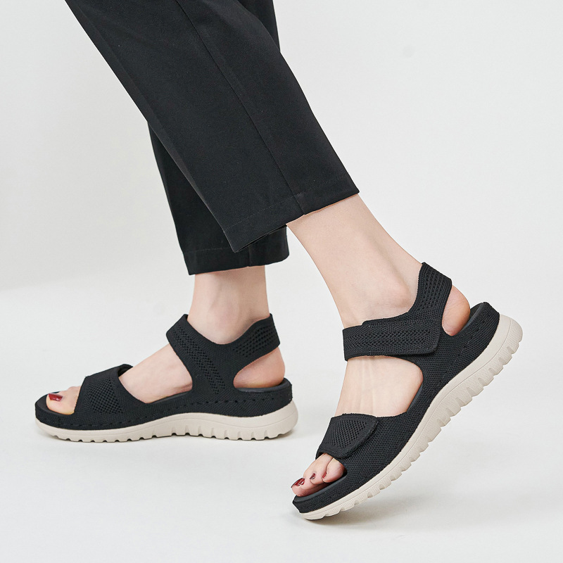 レディースニットメッシュプラットフォームスポーツサンダル、ダ - Velcro Strap Sandal のレビューと価格