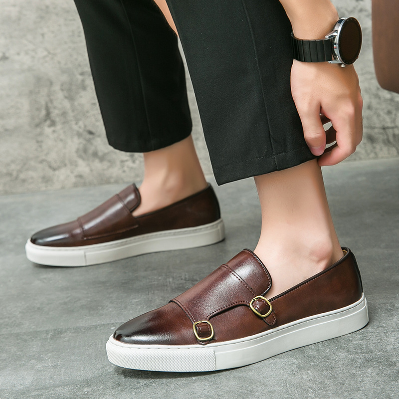 デザイナー新しい靴男性革カジュアルシューズ英国スタイル簡潔な - Monk Strap Shoe のレビューと価格