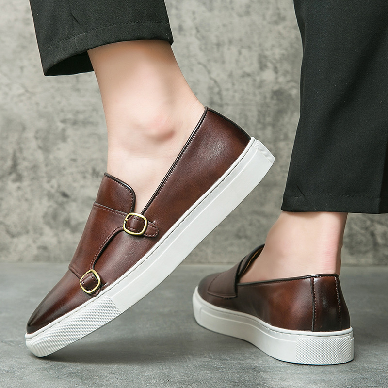 デザイナー新しい靴男性革カジュアルシューズ英国スタイル簡潔な - Monk Strap Shoe のレビューと価格