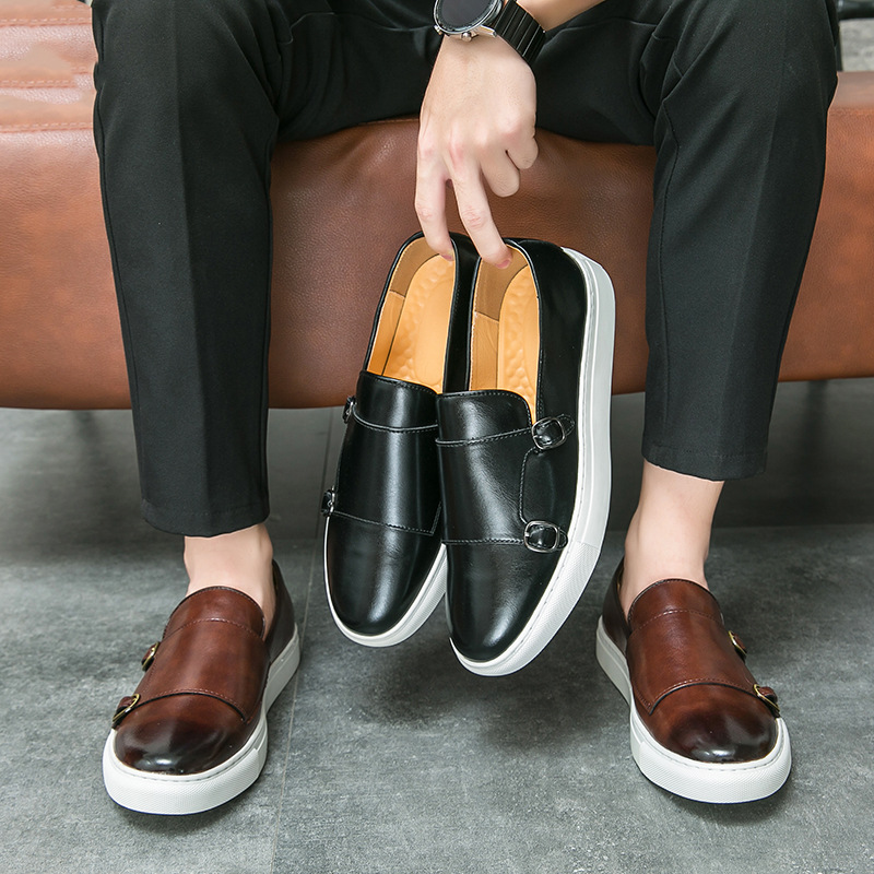 デザイナー新しい靴男性革カジュアルシューズ英国スタイル簡潔な - Monk Strap Shoe のレビューと価格