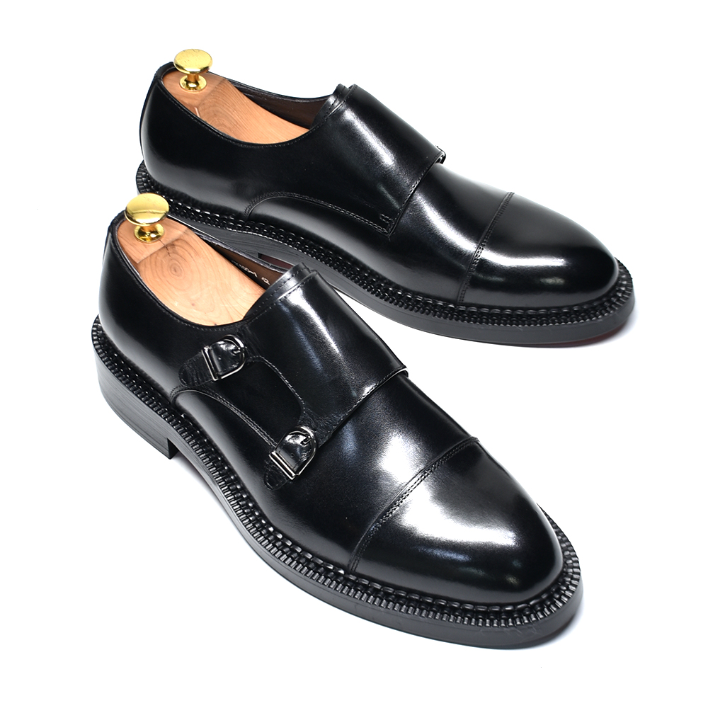 高級本革製メンズウェディングドレスシューズ、バックル付きモン - Monk Strap Shoe のレビューと価格