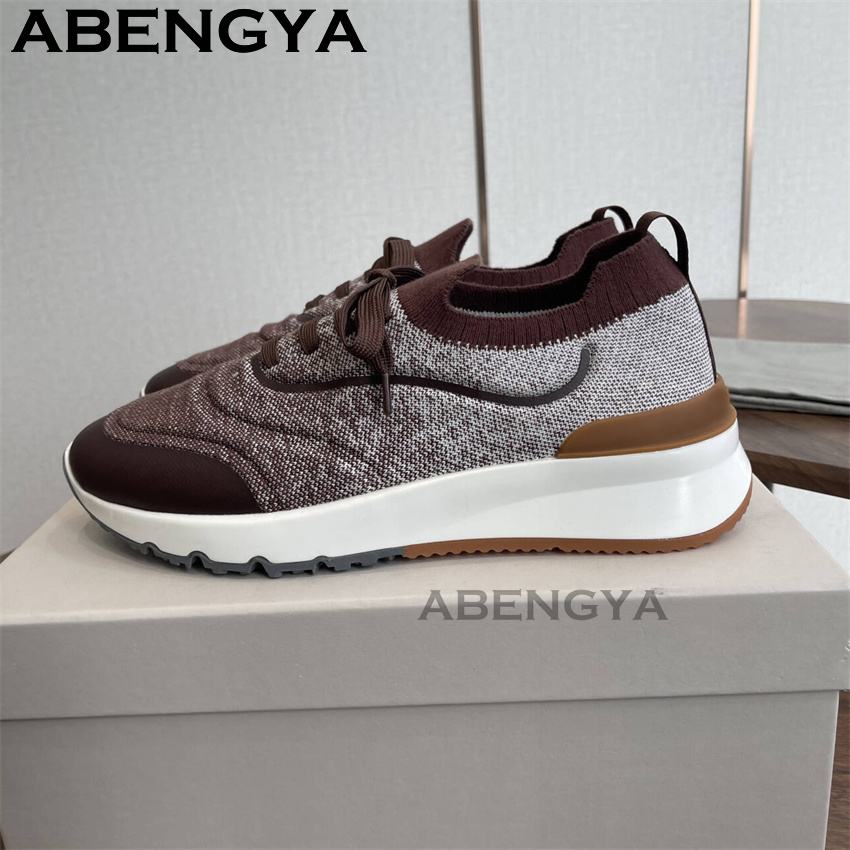 男性新マルチカラーニットローファー靴ラウンドトゥレースアップ - Men Shoes Trainers のレビューと価格