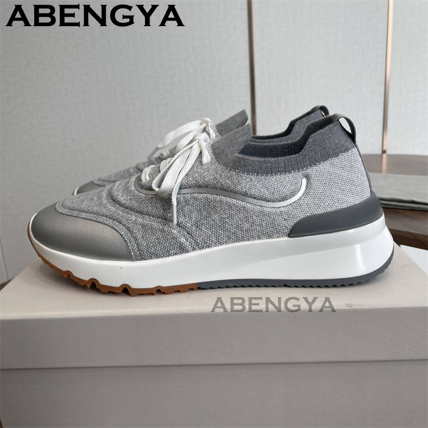 男性新マルチカラーニットローファー靴ラウンドトゥレースアップ - Men Shoes Trainers のレビューと価格